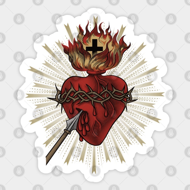 Sacred Heart of Jesus Christ Sticker by Beltschazar